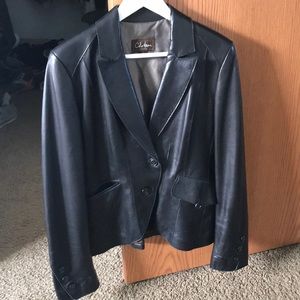 Women’s Cole Haan collection black leather jacket